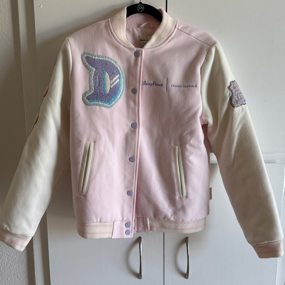 SOLD OUT NWOT Stoney Clover Lane Disneyland Disney Parks Pink Varsity Jacket XS